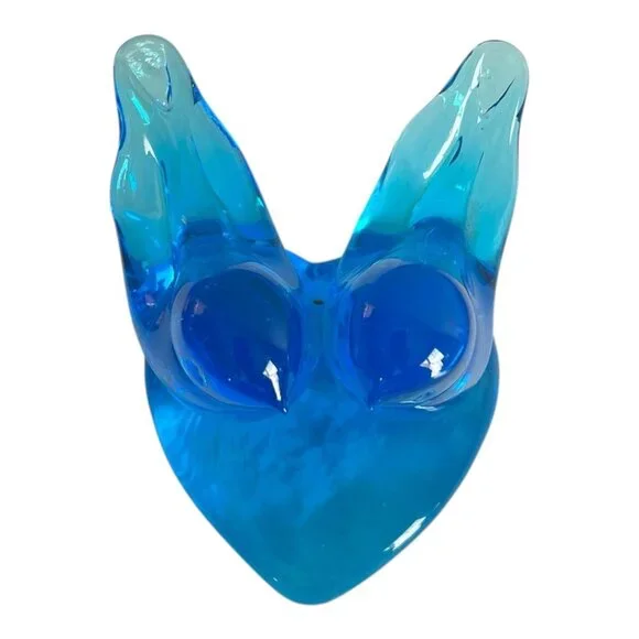 Vintage Hand Blown Art Glass Blue Birds On Heart Base Figurine 2.5" Tall - Picture 3 of 8